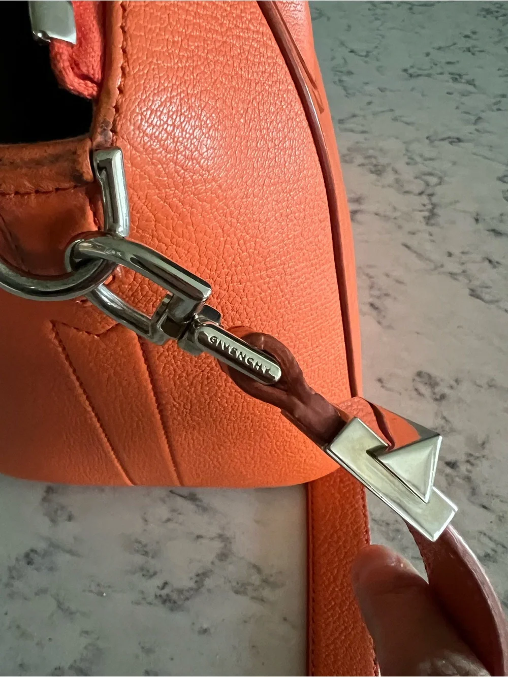 Givenchy Antigona Bag Orange Leather with Silver Hardware